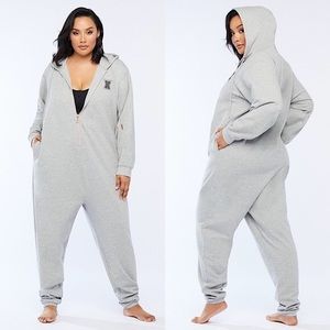 Savage X Fenty Rihanna Forever Savage Hooded Onesie Platinum Gray | 1X